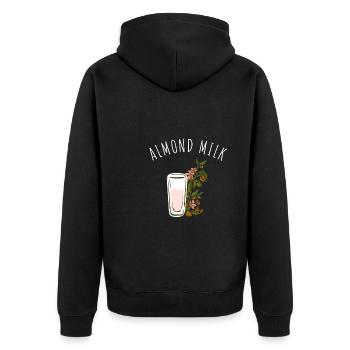 Almond Milk Dairy Free Vegan Milk Plant Based - Unisex Premium Organic Zip Hoodie - black - Back - Nico (187cm)