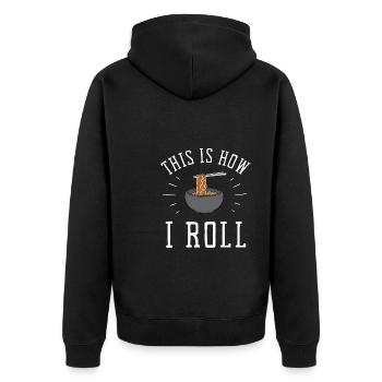 Udon Japanese Noodles Ramen Asian Noodle Box - Unisex Premium Organic Zip Hoodie - black - Back - Nico (187cm)