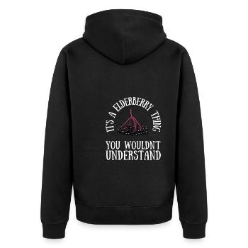 Elderberry Syrup Drink Flu Sambucus Homeopath - Unisex Premium Bio Zip Hoodie - Schwarz - Hinten - Nico (187cm)