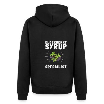 Elderberry Syrup Drink Flu Sambucus Homeopath - Unisex Premium Bio Zip Hoodie - Schwarz - Hinten - Nico (187cm)