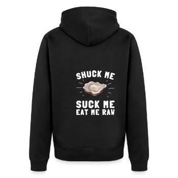Oyster Shuck Shucking Seafood And Clam Digger - Unisex Premium Organic Zip Hoodie - black - Back - Nico (187cm)