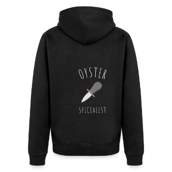 Oyster Shuck Shucking Seafood And Clam Digger - Unisex Premium Organic Zip Hoodie - black - Back - Nico (187cm)