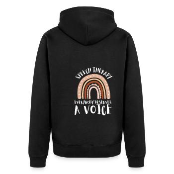Speech Language Pathologist Speech Therapy SLP - Unisex Premium Bio Zip Hoodie - Schwarz - Hinten - Nico (187cm)