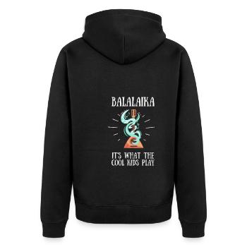 Balalaika Guitar Ukulele Baglama Russian Folk - Unisex Premium Bio Zip Hoodie - Schwarz - Hinten - Nico (187cm)