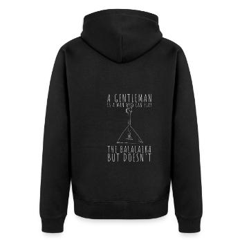 Balalaika Guitar Ukulele Baglama Russian Folk - Unisex Premium Bio Zip Hoodie - Schwarz - Hinten - Nico (187cm)