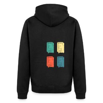 Cajon Box Drum Instrument Peruvian Cajon - Unisex Premium Bio Zip Hoodie - Schwarz - Hinten - Nico (187cm)