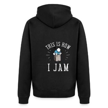 Cajon Box Drum Instrument Peruvian Cajon - Unisex Premium Bio Zip Hoodie - Schwarz - Hinten - Nico (187cm)