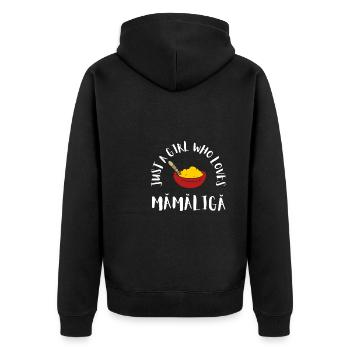 Mamaliga Romanian Moldovan Porridge Polenta - Unisex Premium Organic Zip Hoodie - black - Back - Nico (187cm)