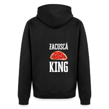 Zacusca Mamaliga Romanian Moldovian Romanian Food - Unisex Premium Bio Zip Hoodie - Schwarz - Hinten - Nico (187cm)