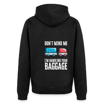 Baggage Handler Airfield Airport Worker - Unisex Premium Organic Zip Hoodie - black - Back - Nico (187cm)