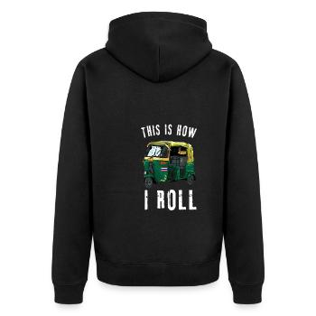 Tuk Tuk Rickshaw Italian Scooter Transporter - Unisex Premium Bio Zip Hoodie - Schwarz - Hinten - Nico (187cm)