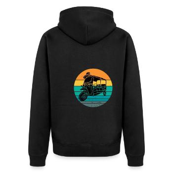 Tuk Tuk Rickshaw Italian Scooter Transporter - Unisex Premium Bio Zip Hoodie - Schwarz - Hinten - Nico (187cm)