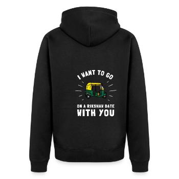 Tuk Tuk Rickshaw Italian Scooter Transporter - Unisex Premium Bio Zip Hoodie - Schwarz - Hinten - Nico (187cm)