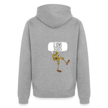 Stilt Carnival Walk On Stilts Day Stiltwalker - Unisex Premium Organic Zip Hoodie - heather grey - Back - Nico (187cm)