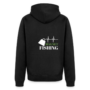 Magnet Fishing Magnet Fisher Fisherman - Unisex Premium Organic Zip Hoodie - black - Back - Nico (187cm)