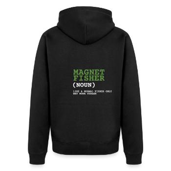 Magnet Fishing Magnet Fisher Fisherman - Unisex Premium Organic Zip Hoodie - black - Back - Nico (187cm)