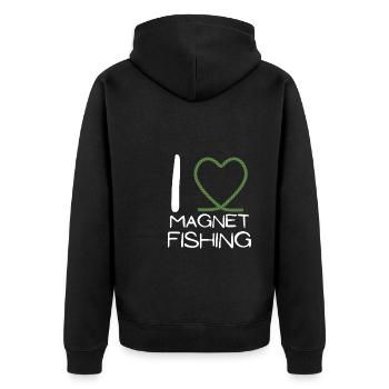 Magnet Fishing Magnet Fisher Fisherman - Unisex Premium Organic Zip Hoodie - black - Back - Nico (187cm)
