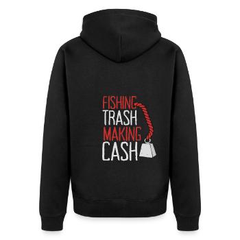 Magnet Fishing Magnet Fisher Fisherman - Unisex Premium Organic Zip Hoodie - black - Back - Nico (187cm)