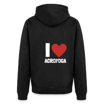 Acroyoga Manual Acro Yoga Yogi - Unisex Premium Bio Zip Hoodie - Schwarz - Hinten - Nico (187cm)