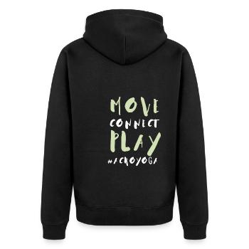 Acroyoga Manual Acro Yoga Yogi - Unisex Premium Bio Zip Hoodie - Schwarz - Hinten - Nico (187cm)