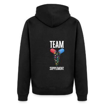 Supplementation Weight Lifting Joint Supplement - Unisex Premium Organic Zip Hoodie - black - Back - Nico (187cm)