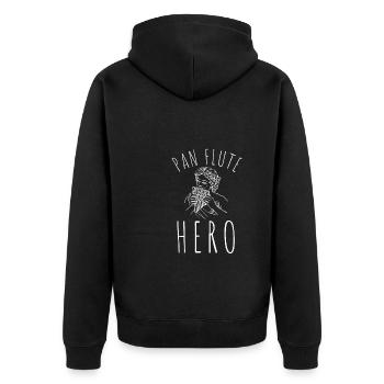 Pan Pipe Instrument Peru Wooden Pan Flute - Unisex Premium Bio Zip Hoodie - Schwarz - Hinten - Nico (187cm)