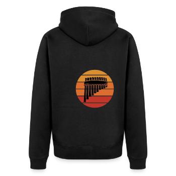 Pan Pipe Instrument Peru Wooden Pan Flute - Unisex Premium Bio Zip Hoodie - Schwarz - Hinten - Nico (187cm)