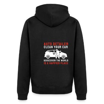 Mobile Car Polisher Waxer Interior Car Detailer - Unisex Premium Bio Zip Hoodie - Schwarz - Hinten - Nico (187cm)