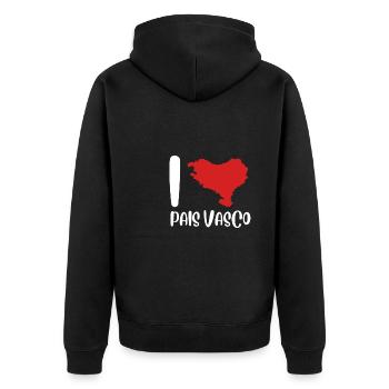 Euskal Presoak Euskal Herria Basque Country - Unisex Premium Bio Zip Hoodie - Schwarz - Hinten - Nico (187cm)