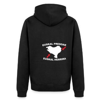 Euskal Presoak Euskal Herria Basque Country - Unisex Premium Bio Zip Hoodie - Schwarz - Hinten - Nico (187cm)