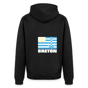 Breton Breizh Pur Beurre Heartbeat - Humour - Veste à capuche bio Premium Unisexe - noir - Dos - Nico (187cm)