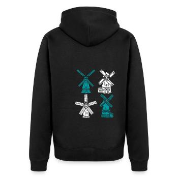 Netherlands Holland Windmill - Unisex Premium Organic Zip Hoodie - black - Back - Nico (187cm)