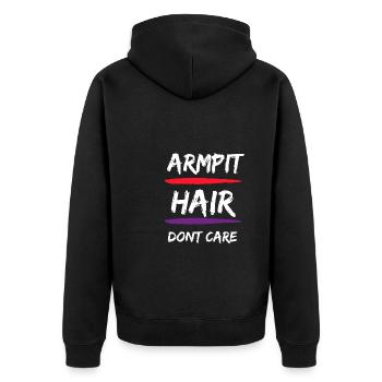 Feminist Anti Shaving Hairy Body - Unisex Premium Bio Zip Hoodie - Schwarz - Hinten - Nico (187cm)