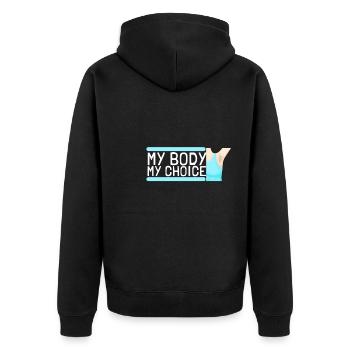 Feminist Anti Shaving Hairy Body - Unisex Premium Bio Zip Hoodie - Schwarz - Hinten - Nico (187cm)