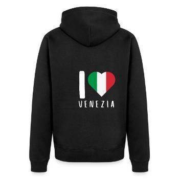 Venice Gondola Italy Venezia - Unisex Premium Bio Zip Hoodie - Schwarz - Hinten - Nico (187cm)