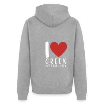 Greek Mythology Gods Ancient Greece - Unisex Premium Bio Zip Hoodie - Grau meliert - Hinten - Nico (187cm)