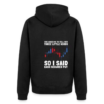 Négociation d'options Cash Secured Puts Future Forex - Veste à capuche bio Premium Unisexe - noir - Dos - Nico (187cm)