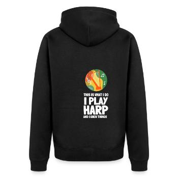 Harp Player Musician Musical Harpist - Unisex Premium Bio Zip Hoodie - Schwarz - Hinten - Nico (187cm)