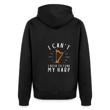 Harp Player Musician Musical Harpist - Unisex Premium Bio Zip Hoodie - Schwarz - Hinten - Nico (187cm)