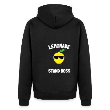 Sell Lemonade Stand Boss Juice Business Lemon - Unisex Premium Bio Zip Hoodie - Schwarz - Hinten - Nico (187cm)
