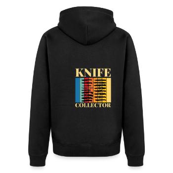 Hunting Knife Collector Flipping Knife, - Unisex Premium Bio Zip Hoodie - Schwarz - Hinten - Nico (187cm)