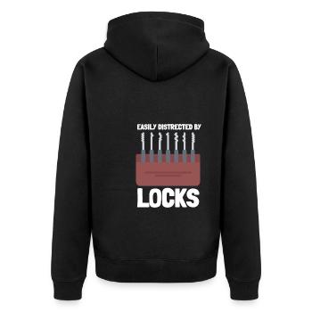 Lockpick Lockpicking Professional Locksmith - Unisex Premium Bio Zip Hoodie - Schwarz - Hinten - Nico (187cm)