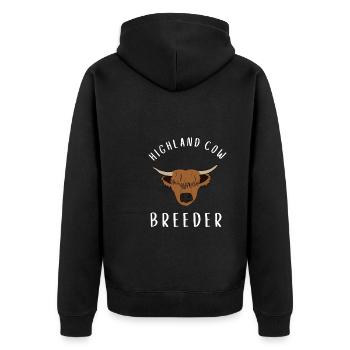 Highland Cow Breeder Scottish Cattle Hairy Cow - Unisex Premium Organic Zip Hoodie - black - Back - Nico (187cm)