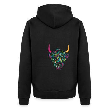 Highland Cow Breeder Scottish Cattle Hairy Cow - Unisex Premium Organic Zip Hoodie - black - Back - Nico (187cm)