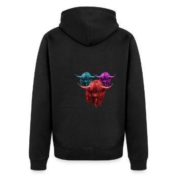 Highland Cow Breeder Scottish Cattle Hairy Cow - Unisex Premium Organic Zip Hoodie - black - Back - Nico (187cm)