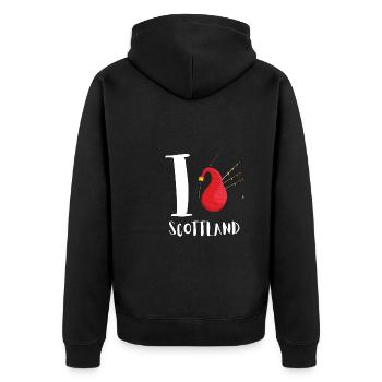 Bagpipe Teacher Player Scotsman Bagpiping - Unisex Premium Bio Zip Hoodie - Schwarz - Hinten - Nico (187cm)