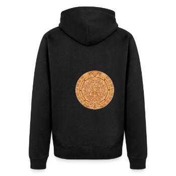Calendario Azteca Mexican Heritage Mayan Aztec - Unisex Premium Bio Zip Hoodie - Schwarz - Hinten - Nico (187cm)