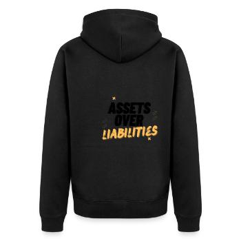Assets Over Liabilities Entrepreneur Accountant - Unisex Premium Organic Zip Hoodie - black - Back - Nico (187cm)