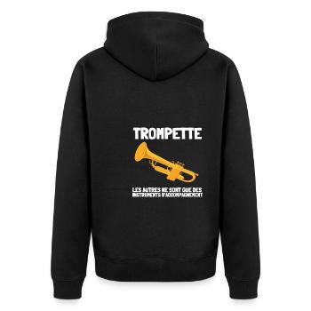 Trompette Orchestre Homme Femme Enfants Cadeau - Unisex Premium Bio Zip Hoodie - Schwarz - Hinten - Nico (187cm)