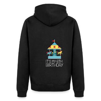 Carnival Party Birthday Girl Cumpleaños Carousel - Unisex Premium Organic Zip Hoodie - black - Back - Nico (187cm)